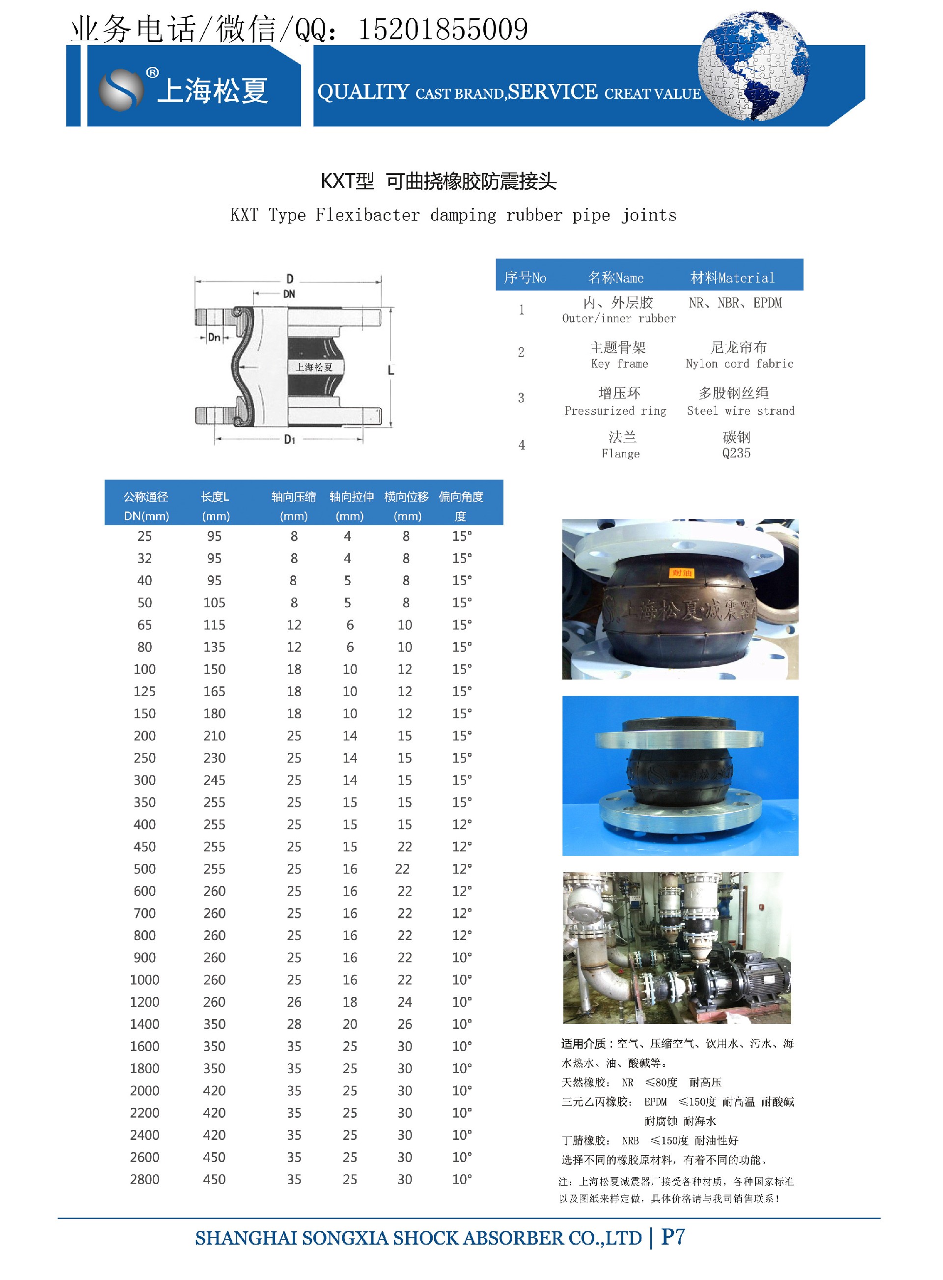單球體可曲撓橡膠軟接頭DN40,pn1.0Mpa介質乳化液